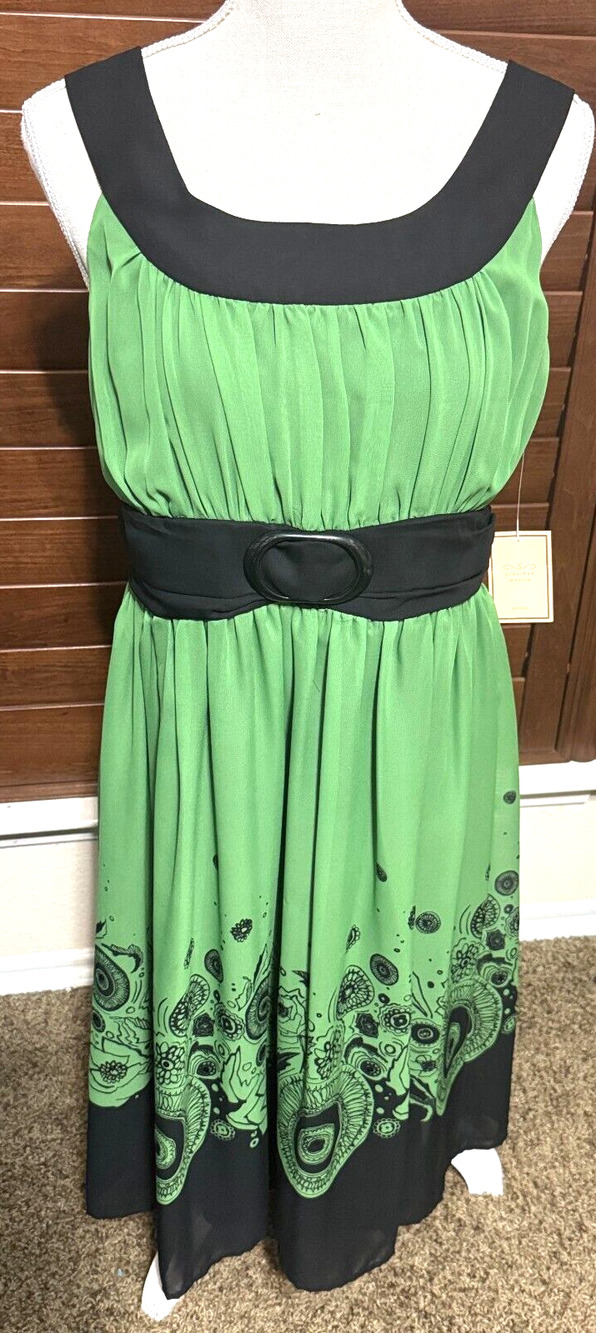 NWT Jonathan‎ Martin Green Floral Dress sleeveless fairy goth sz 14P 90s/Y2K